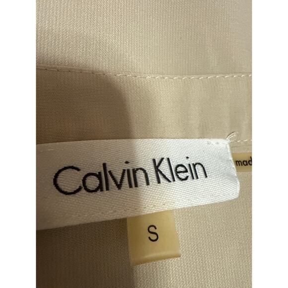 Calvin Klein Women's Beige Tan Khaki Sleeveless Notch Tank Blouse Top Size S - Picture 3 of 4